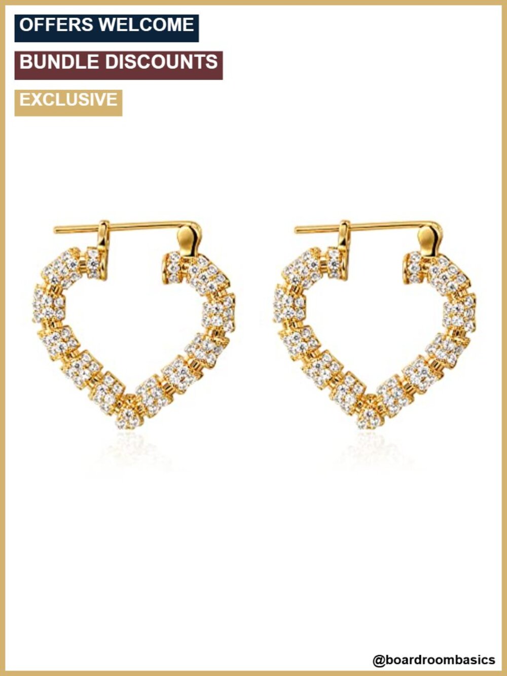 14K Gold Plated Heart Hoop Earrings Cubic Zirconia Huggie Hoops Hypoallergenic